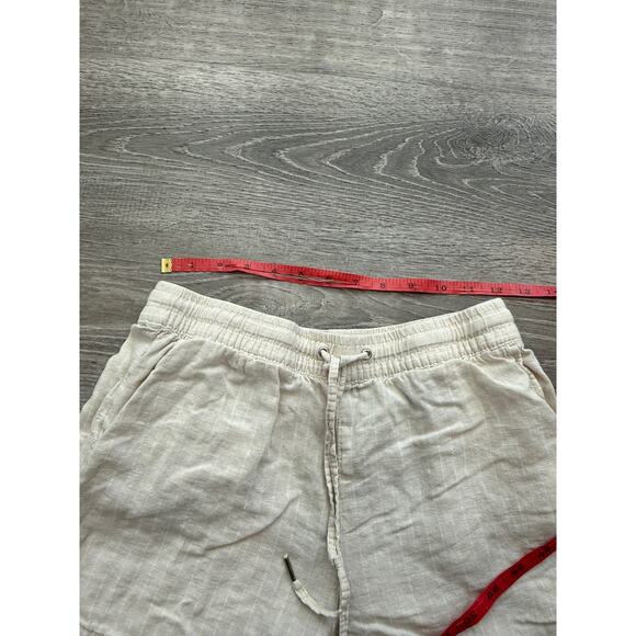 H&M Linen Shorts Womens Size2 Beige pin striped Flat Front w/pockets - Picture 5 of 5
